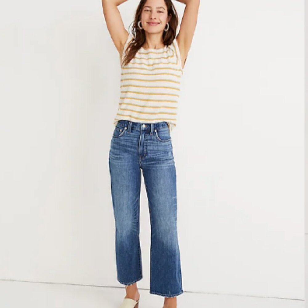 Madewell Slim Wide Leg Crop Jean, Garrett Wash, Size 31